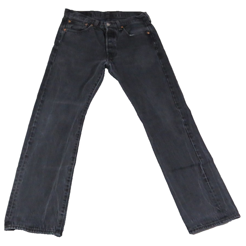Levis 501 Jeans Mens W32 L32 Black Straight Leg Button Fly Faded Denim Classic